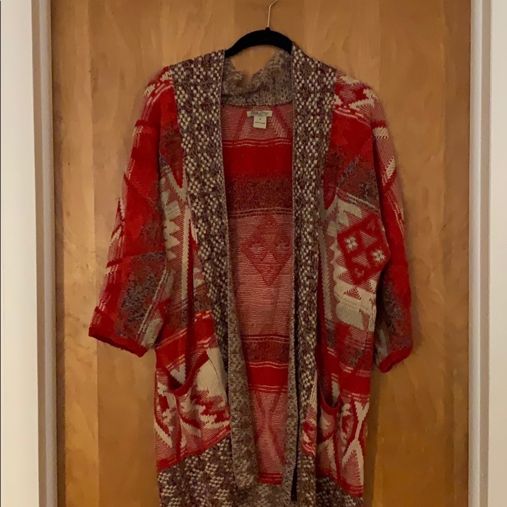Lucky Brand Red Sweater Kimono / Cardigan